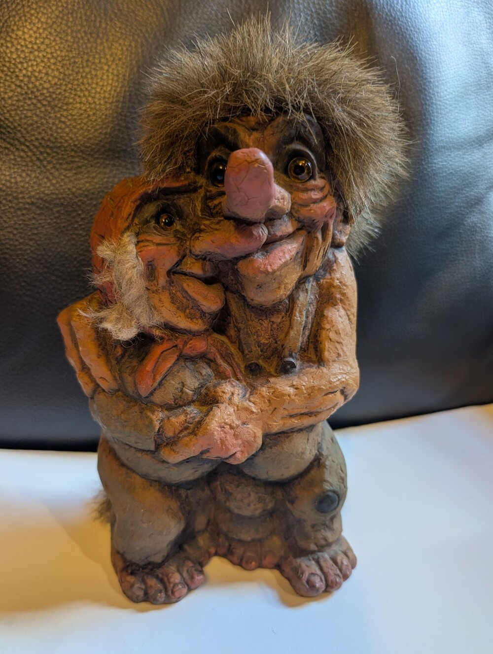 Vintage NyForm Troll Couple Figurine #126 Happy Embracing Lovers Norway Folk Art